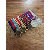 1939-45 Star, Africa Star, Burma Star, 39-45 War Medal, + ASM Medals (Mounted) - Miniature Size Replicas