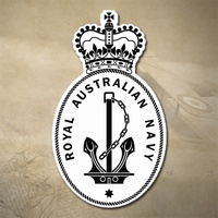 ROYAL AUSTRALIAN NAVY DECAL 100MM X 60MM | AUTHORISED | REVERSE BLACK LINE VERSION - WHITE BACKGROUND | 