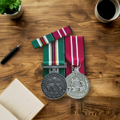 AOSM Africa + Australian Defence Medal + Bar  | Replica | Court Mounted | Service | Full Size | ADF | Operational Service