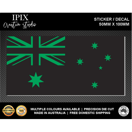 AUSTRALIAN FLAG DECAL GREEN INSERT | STICKER | 100mm x 50mm | CUSTOM | EMERGENCY