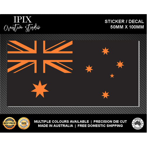 AUSTRALIAN FLAG DECAL ORANGE INSERT | STICKER | 100mm x 50mm | CUSTOM | EMERGENCY